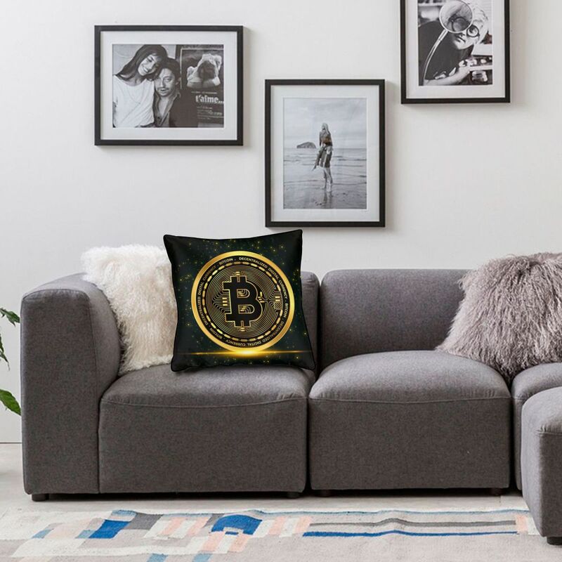 Bitcoin Logo Throw Pillow Cover