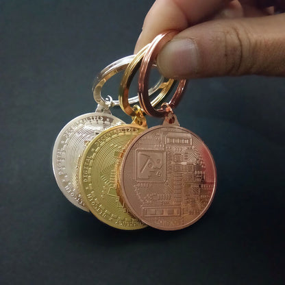 Bitcoin Keychain Gold Silver Rose Gold Pendant