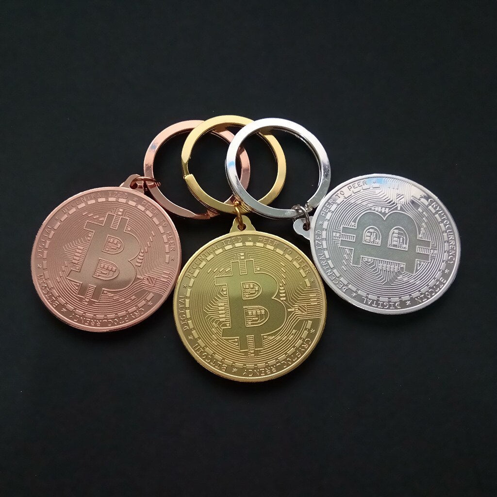 Bitcoin Keychain Gold Silver Rose Gold Pendant