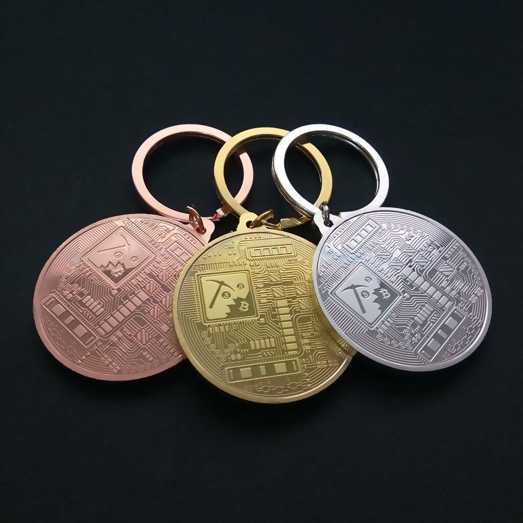 Bitcoin Keychain Gold Silver Rose Gold Pendant