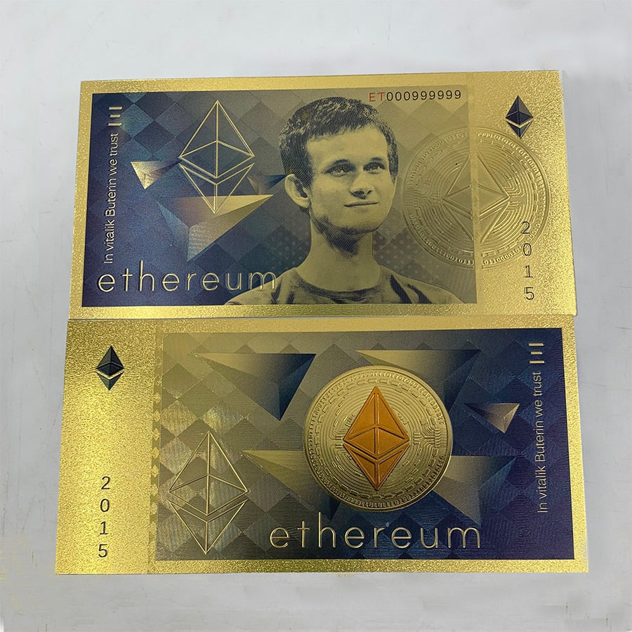 Shiba Inu, Ethereum, Litecoin, and Dogecoin Crypto Currency Banknotes