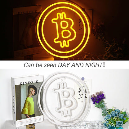 Bitcoin Logo Neon Light