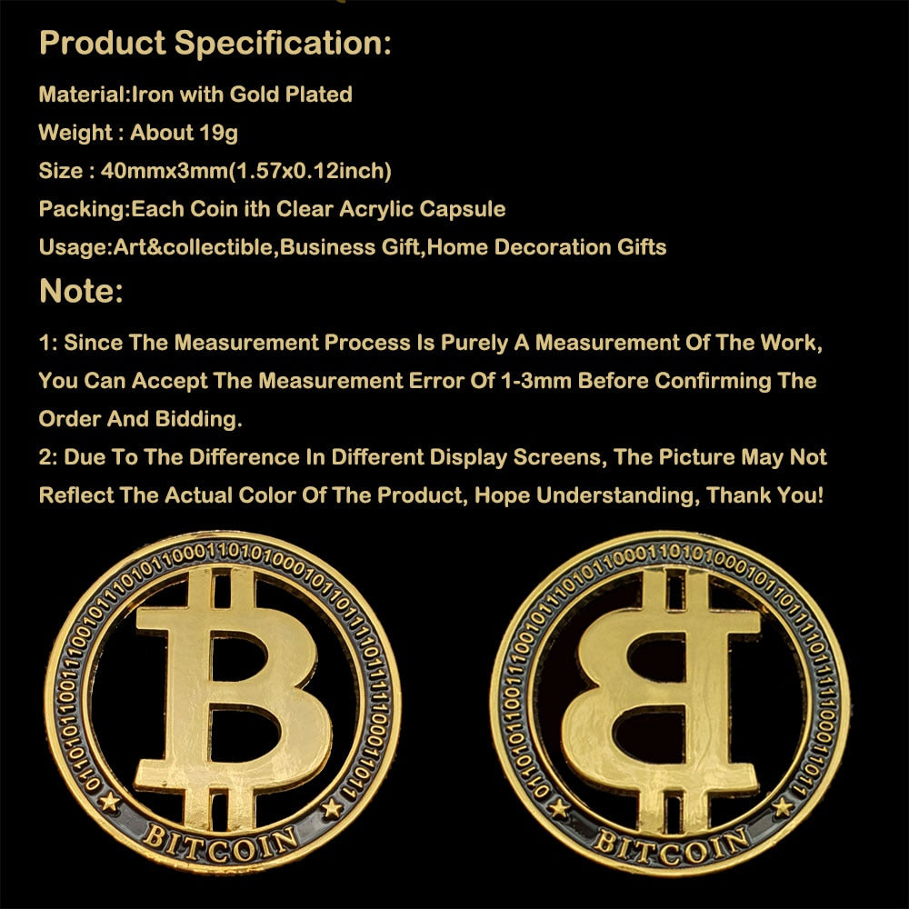 Gold Plated Bitcoin Desk Plaque