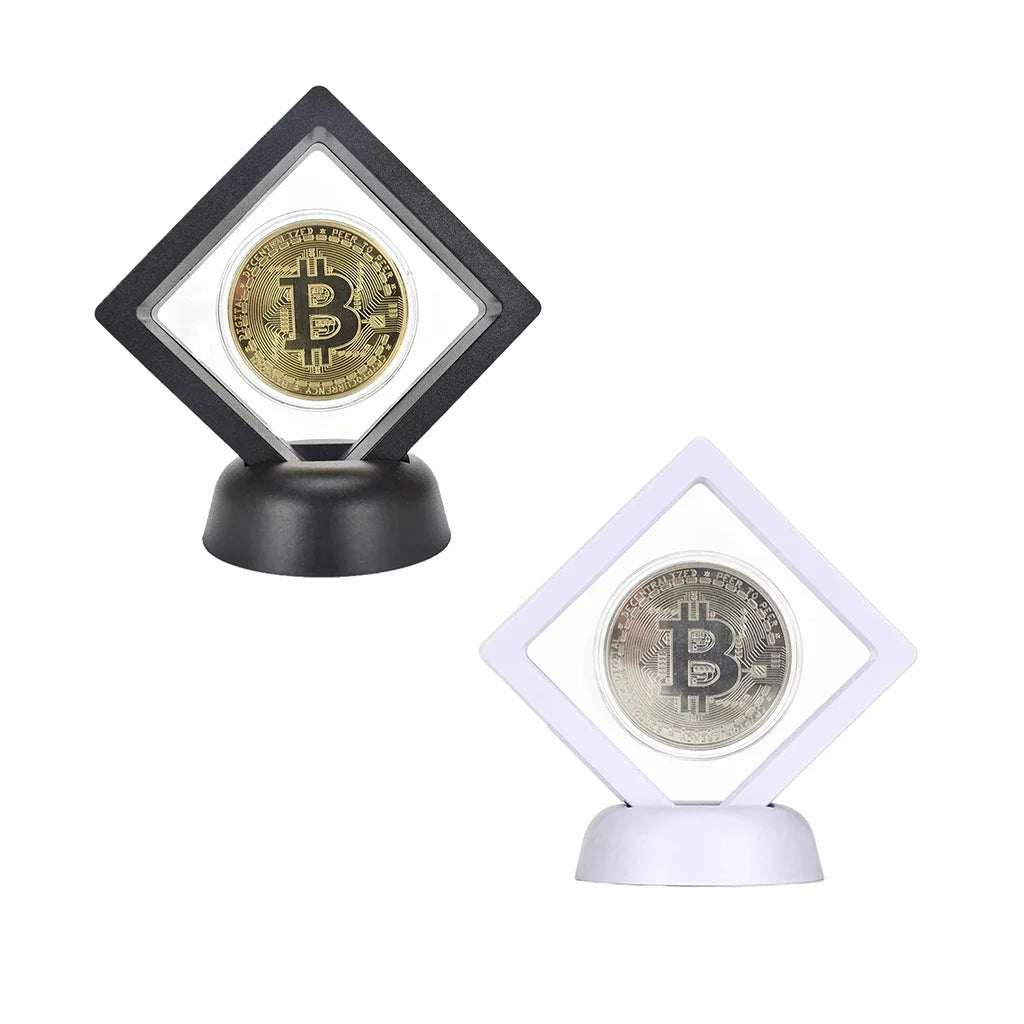 Silver / Gold Cryptocurrency Token with Display Stand - Collector's Gift Set