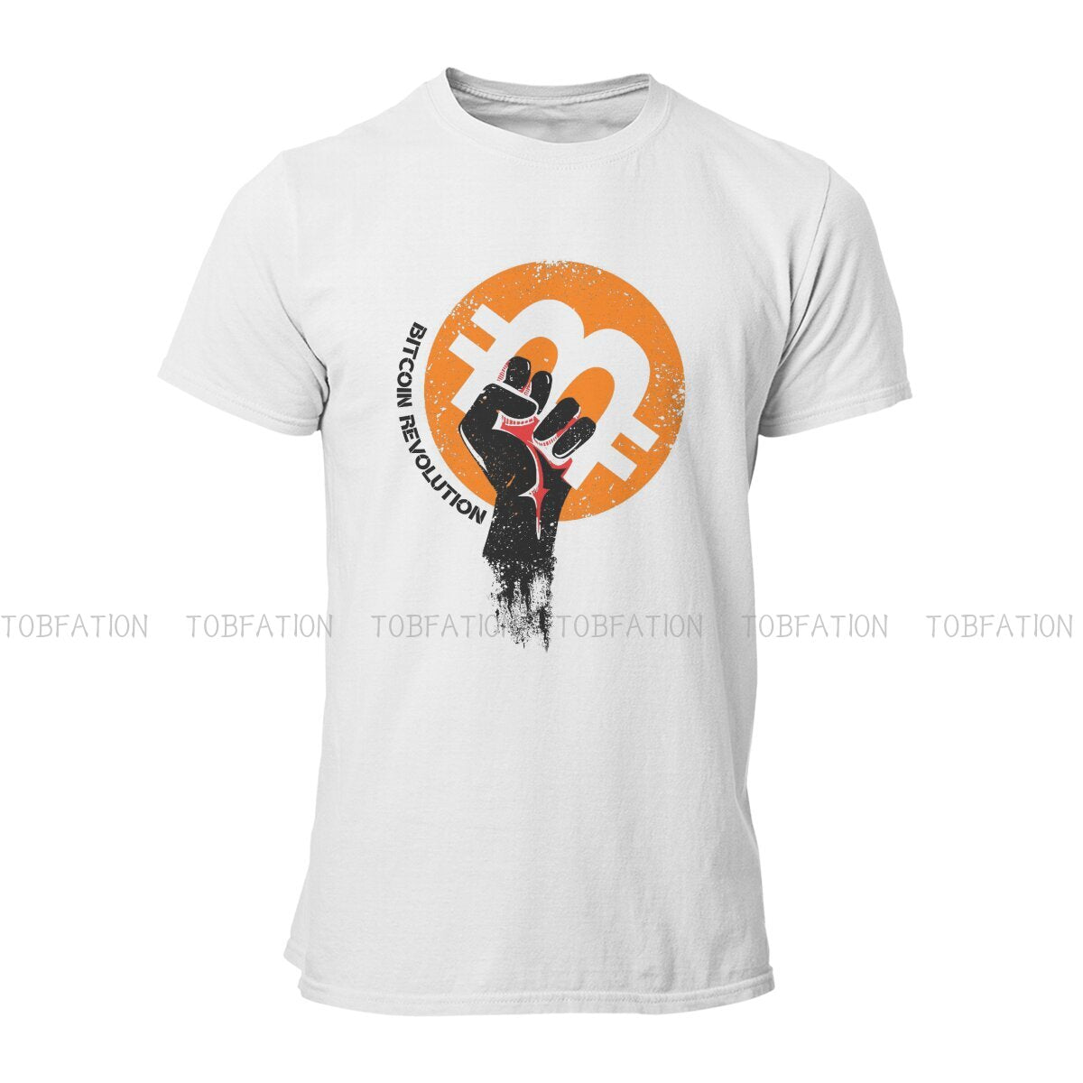 Bitcoin Revolution T Shirt with Bleeding Hand Grabbing BTC Logo