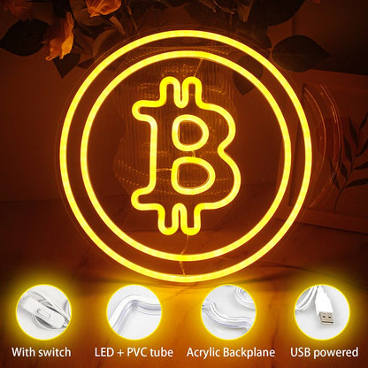 Bitcoin Logo Neon Light