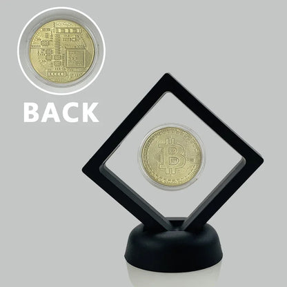 Floating Bitcoin / Ethereum / Litecoin / Dash / Ripple / Monero Crypto Coin with Stand for Desk