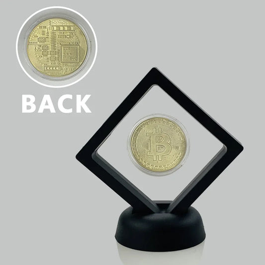 Floating Bitcoin / Ethereum / Litecoin / Dash / Ripple / Monero Crypto Coin with Stand for Desk