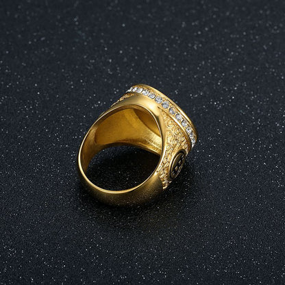 Iced Out Hip-Hop Gold Bitcoin Ring