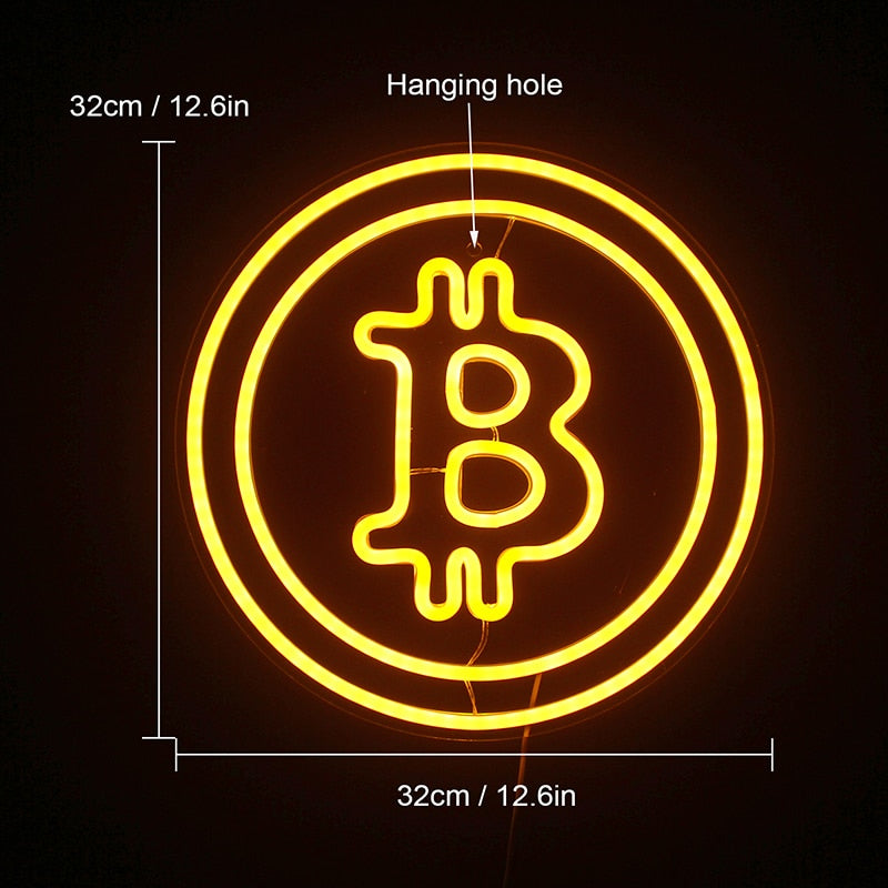 Bitcoin Logo Neon Light