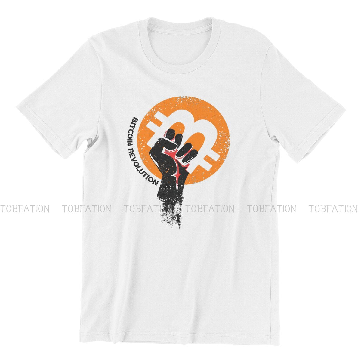 Bitcoin Revolution T Shirt with Bleeding Hand Grabbing BTC Logo