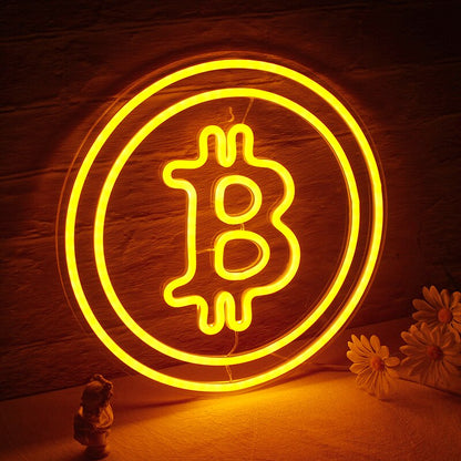 Bitcoin Logo Neon Light