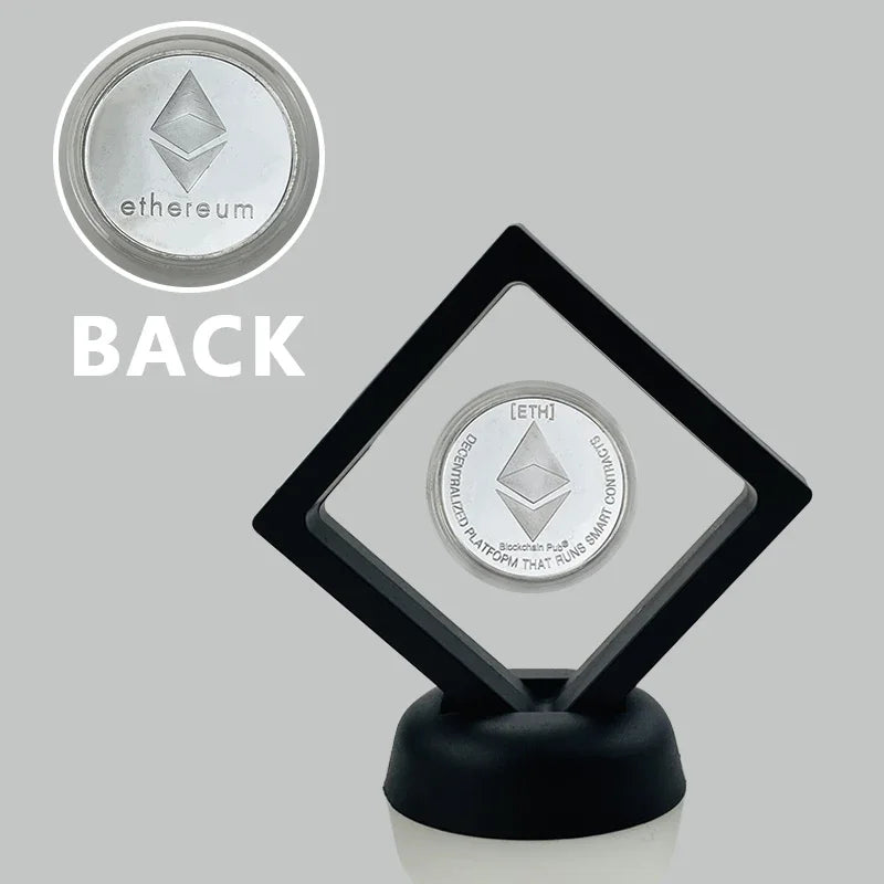 Floating Bitcoin / Ethereum / Litecoin / Dash / Ripple / Monero Crypto Coin with Stand for Desk