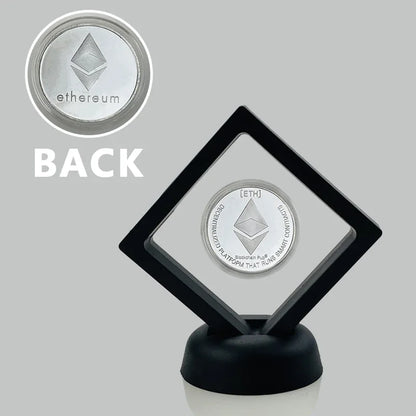 Floating Bitcoin / Ethereum / Litecoin / Dash / Ripple / Monero Crypto Coin with Stand for Desk