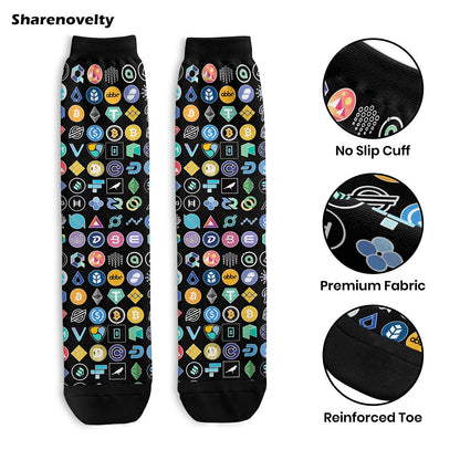 Bitcoin Altcoin Logos Crypto Socks