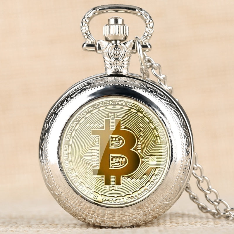 Retro Bitcoin BTC - Quartz Antique Pocket Watch