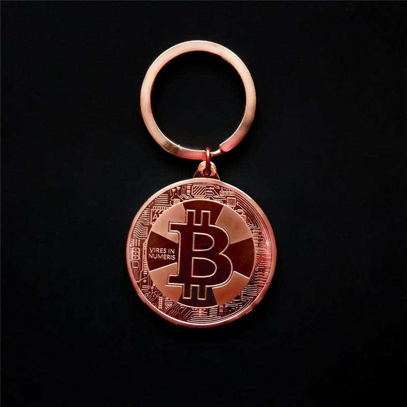 Silver Bitcoin Logo Keychain