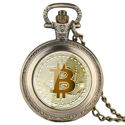 Retro Bitcoin BTC - Quartz Antique Pocket Watch