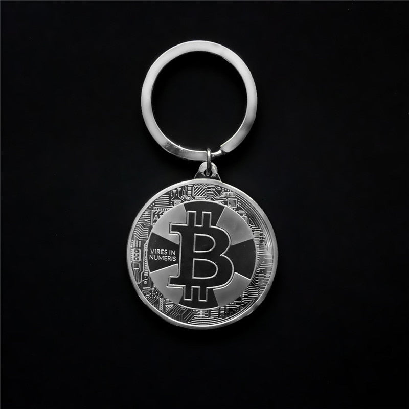 Silver Bitcoin Logo Keychain