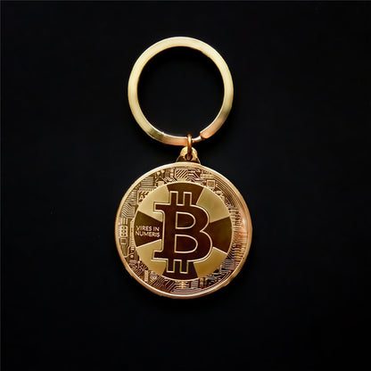 Silver Bitcoin Logo Keychain