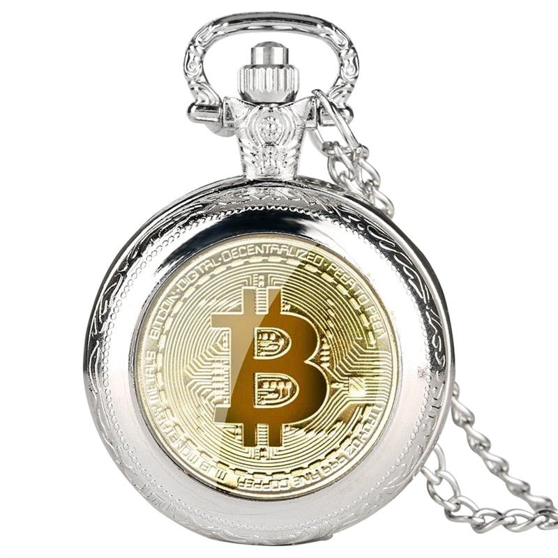 Retro Bitcoin BTC - Quartz Antique Pocket Watch