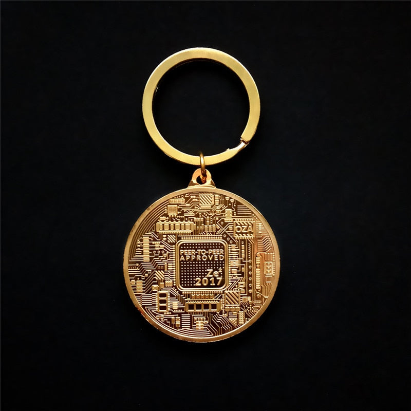 Silver Bitcoin Logo Keychain