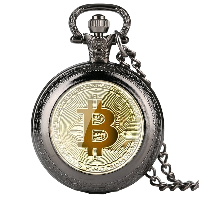 Retro Bitcoin BTC - Quartz Antique Pocket Watch