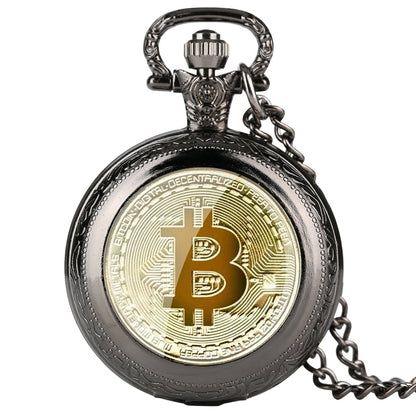 Retro Bitcoin BTC - Quartz Antique Pocket Watch