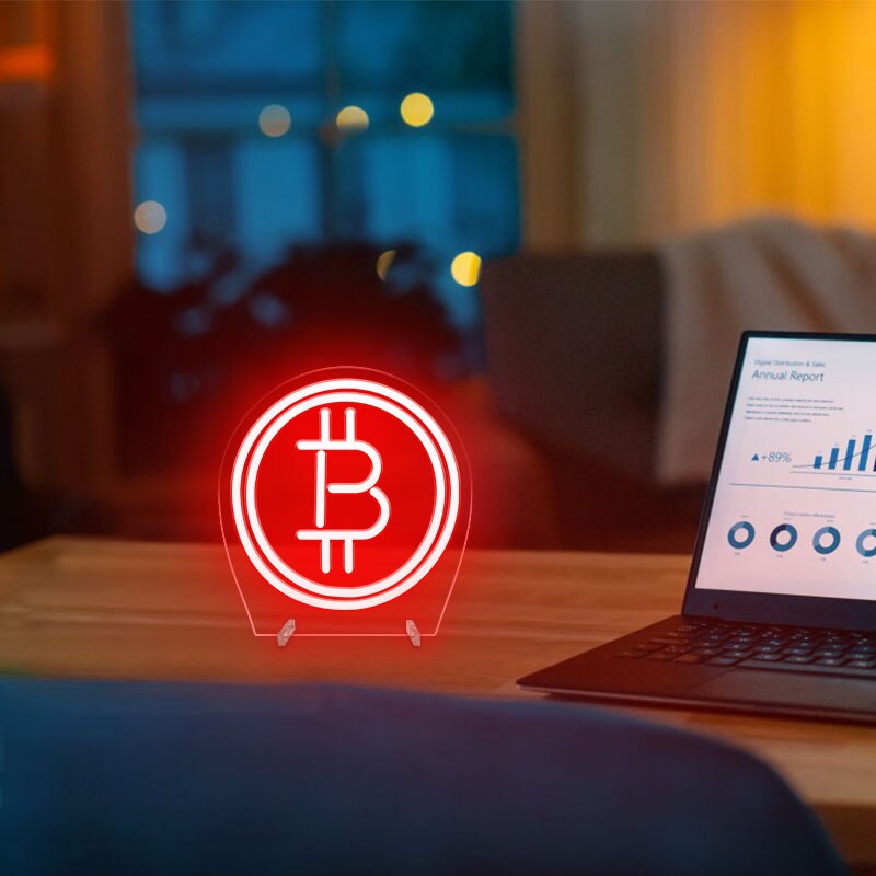 Bitcoin Logo Neon Light For Desk or Night Light