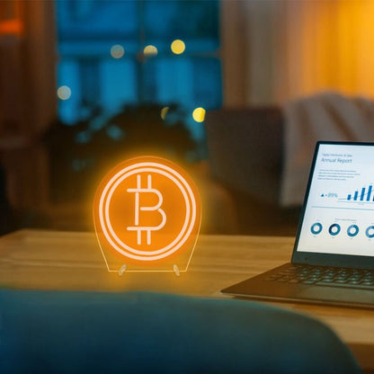 Bitcoin Logo Neon Light For Desk or Night Light