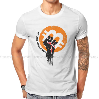 Bitcoin Revolution T Shirt with Bleeding Hand Grabbing BTC Logo