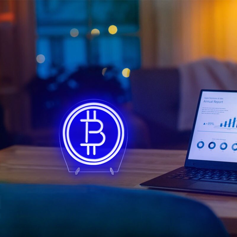 Bitcoin Logo Neon Light For Desk or Night Light