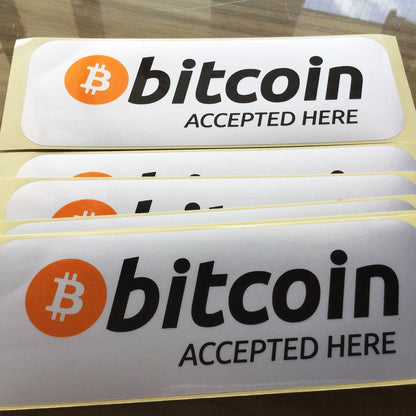 Bitcoin Accepted Here Stickers - 10ea