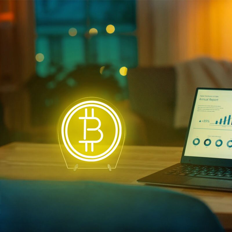 Bitcoin Logo Neon Light For Desk or Night Light