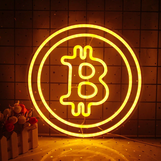 Bitcoin Logo Neon Light